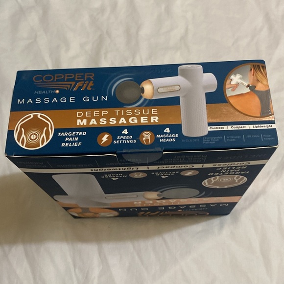 NWT COPPER FIT HEALTH PLUS DEEP TISSUE MASSAGER GUN. WHITE/GOLD - Picture 11 of 13